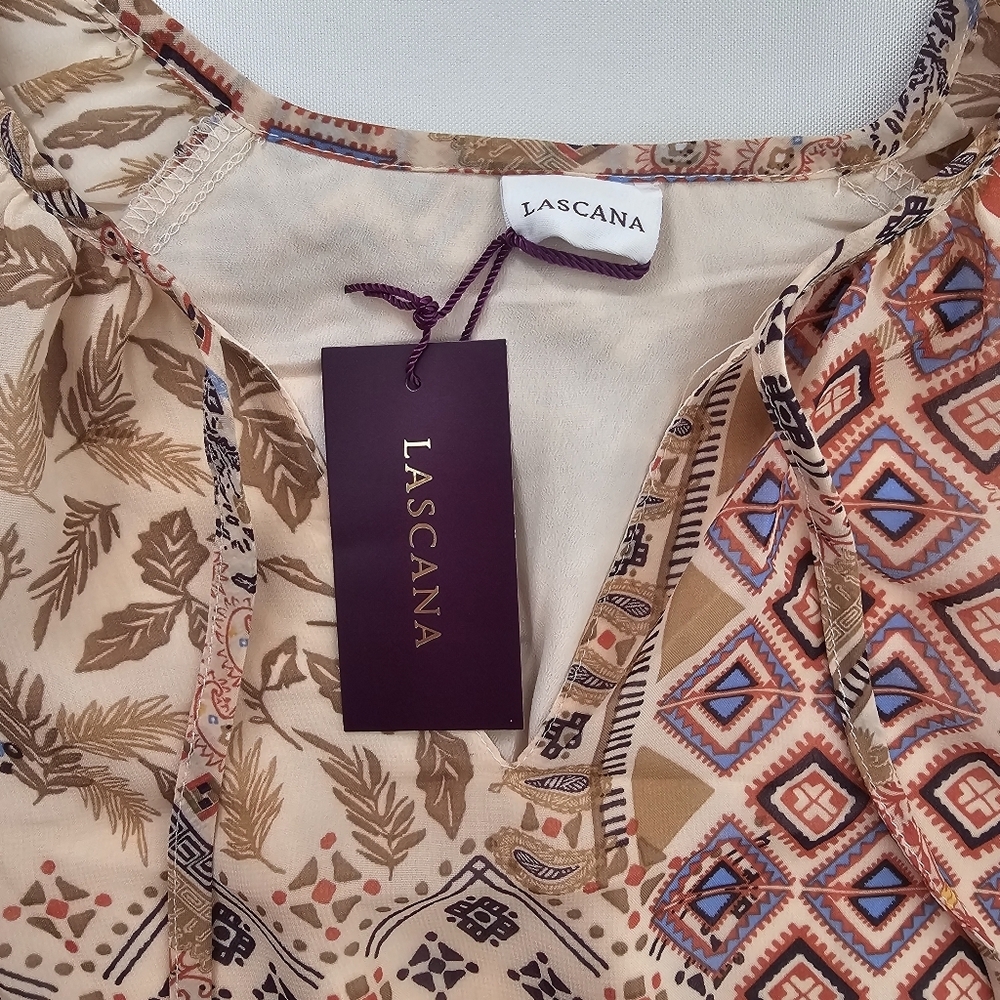 NWT LASCANA About You Long Sleeve Boho Shirt Dress Mixed Print Size 2 - Picture 9 of 16